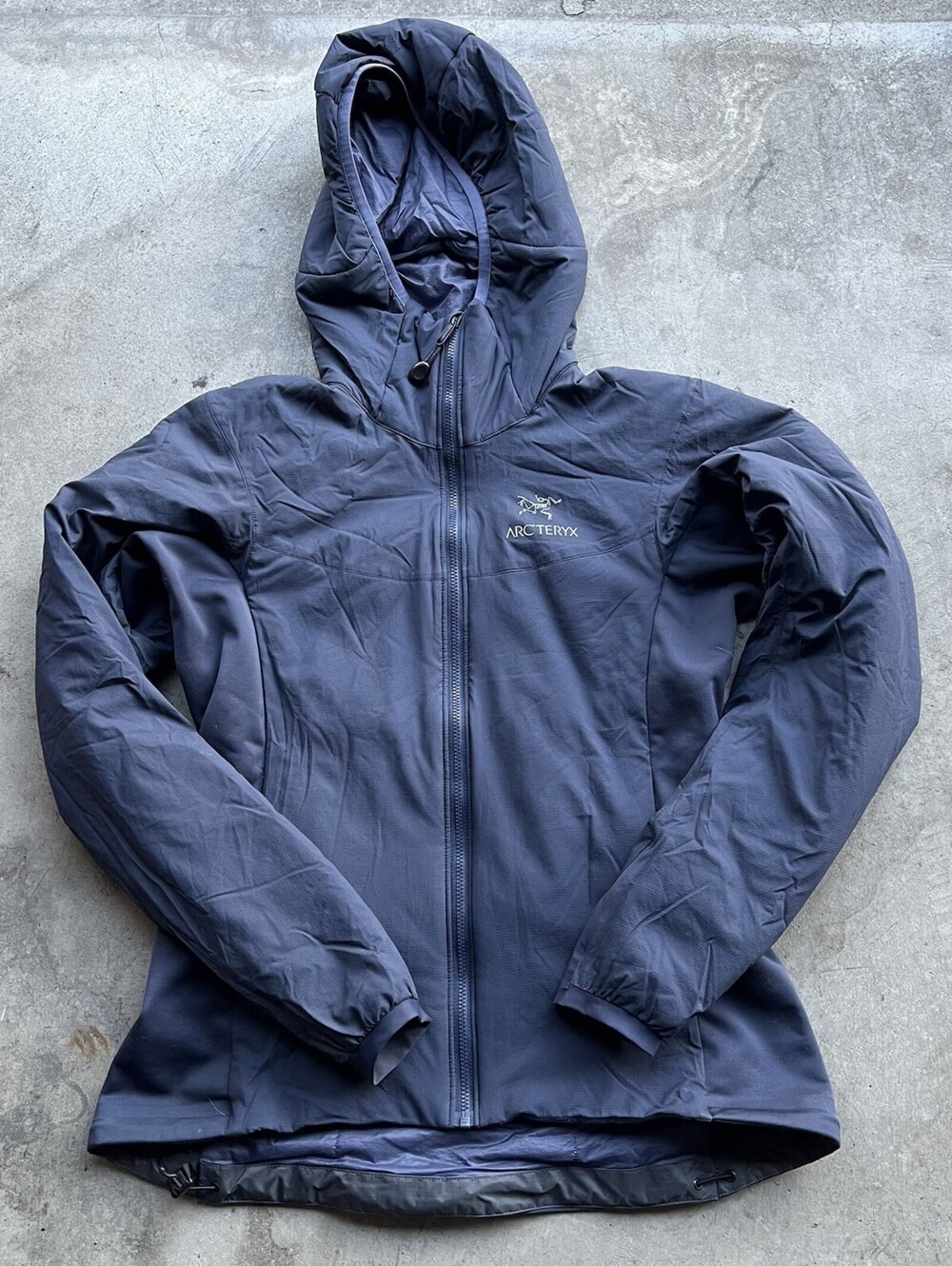 Arc'teryx Atom LT Hoody Womens Small Insulated Jacket Light Grey Blue Zip